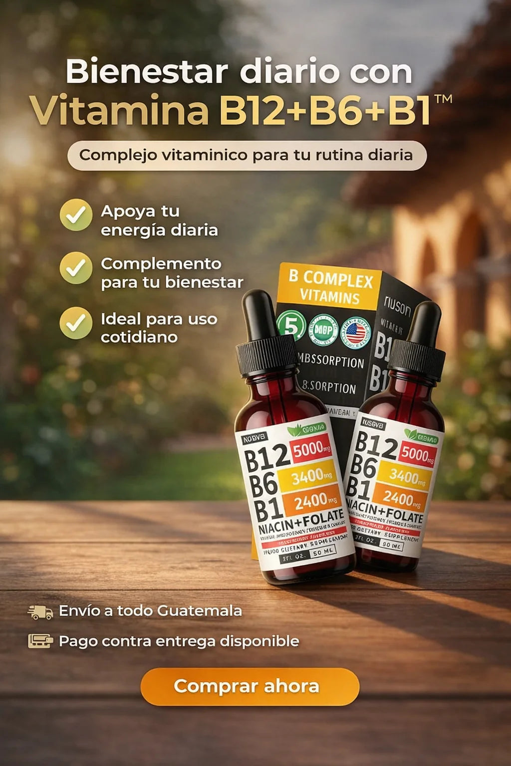 COMPLEMENTO Vitaminico+B12 5000 mcg en Gotas Nusava – Complejo B Líquido Alta Potencia ( DOS FRASCO )